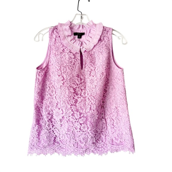 J. Crew Factory Tops - J.Crew Lace Top Women XS Lilac Romantic, Feminine Ruffle Collar Sleeveless